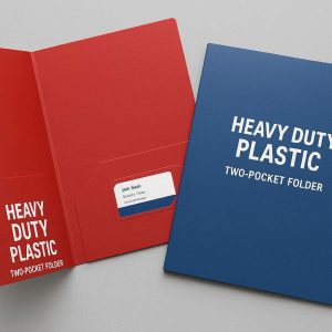 10 Heavy Duty Plastic Two Pocket Folders with Business Card Slot for Presentation