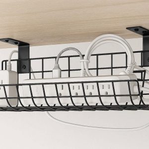 18 Under Desk Cable Management Tray Metal Cord Organizer Basket for Office Workstation Storage
