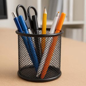 2 Mesh Metal Pen Holder Cup for Office Desk Storage and Stationery Organization