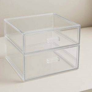 29 Clear Acrylic Desktop Storage Box Stackable Makeup Organizer for Vanity and Office Workstation