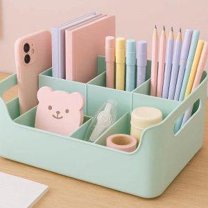 30 Cute Pastel Desktop Organizer Box with Handles for Student Dormitory and Classroom Storage